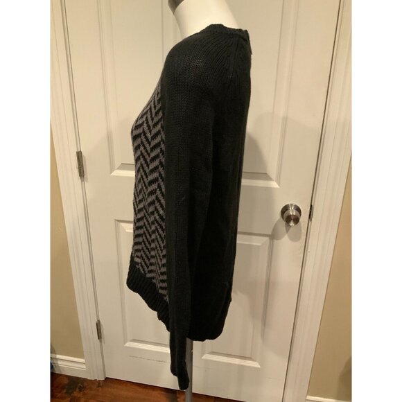 Michael Kors Black & Gray Herringbone Sweater W/ Rib Knit Trim, Size Small - Picture 5 of 8